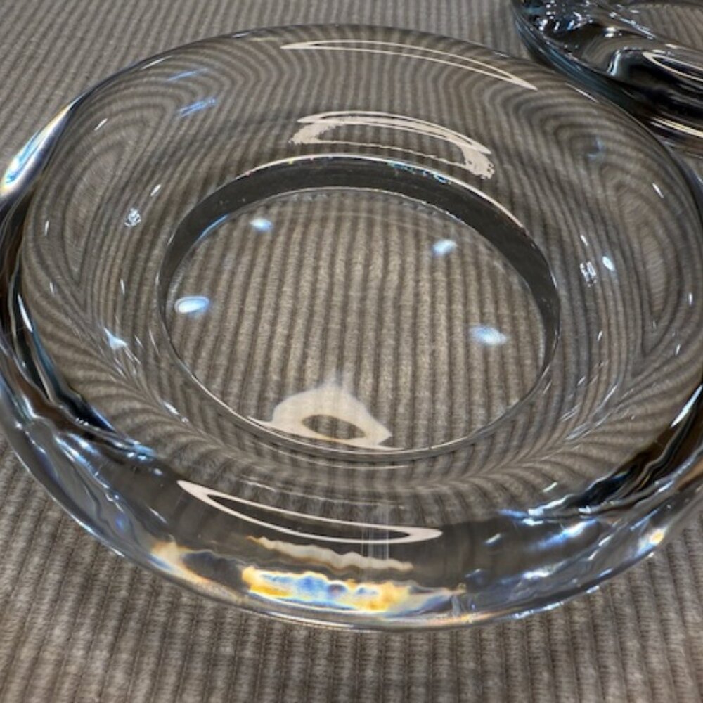 Heavy clear glass candle dish
